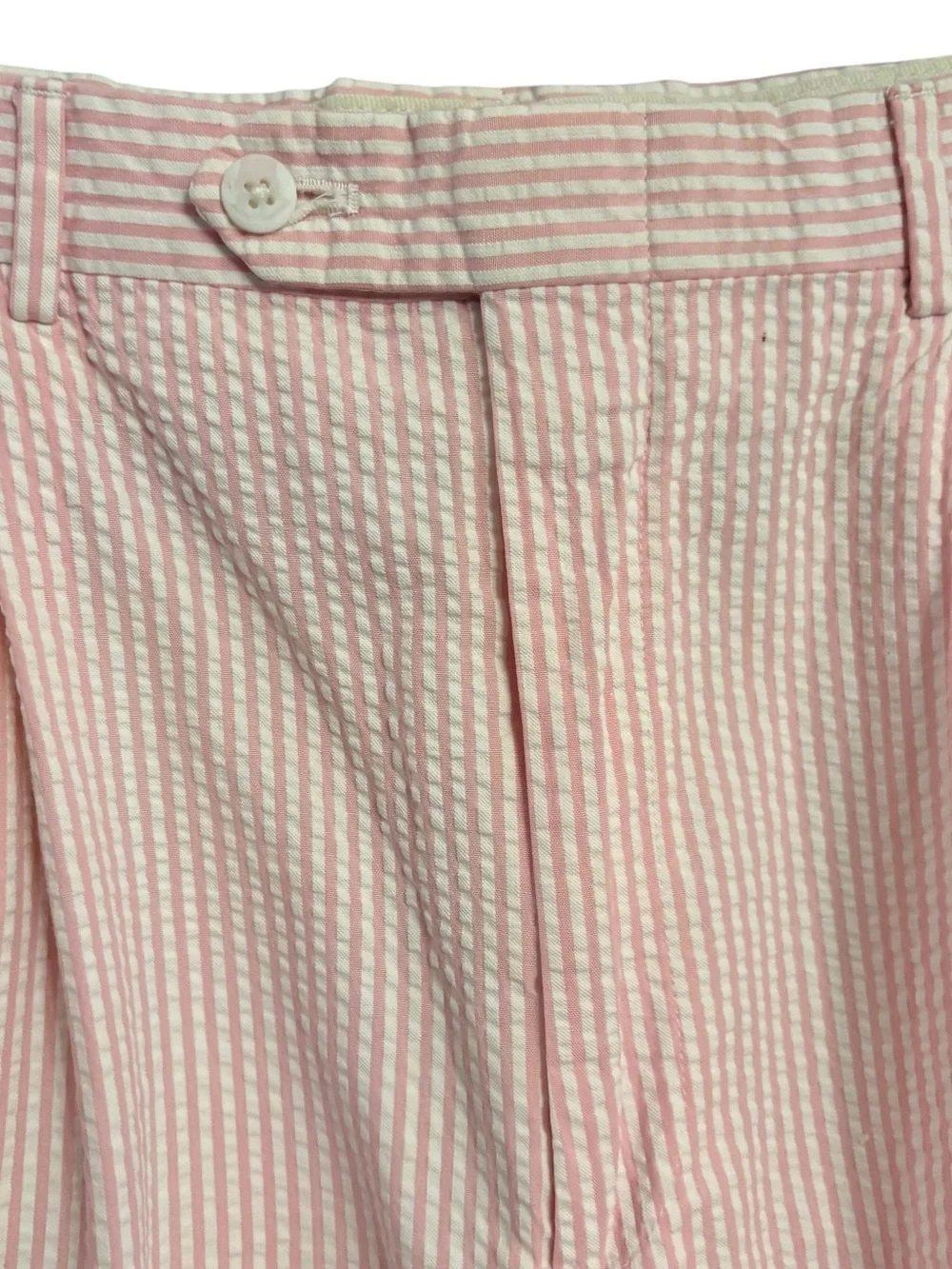 Berle Pink/White Pleated  Striped Seersucker Mens Shorts sz 34”